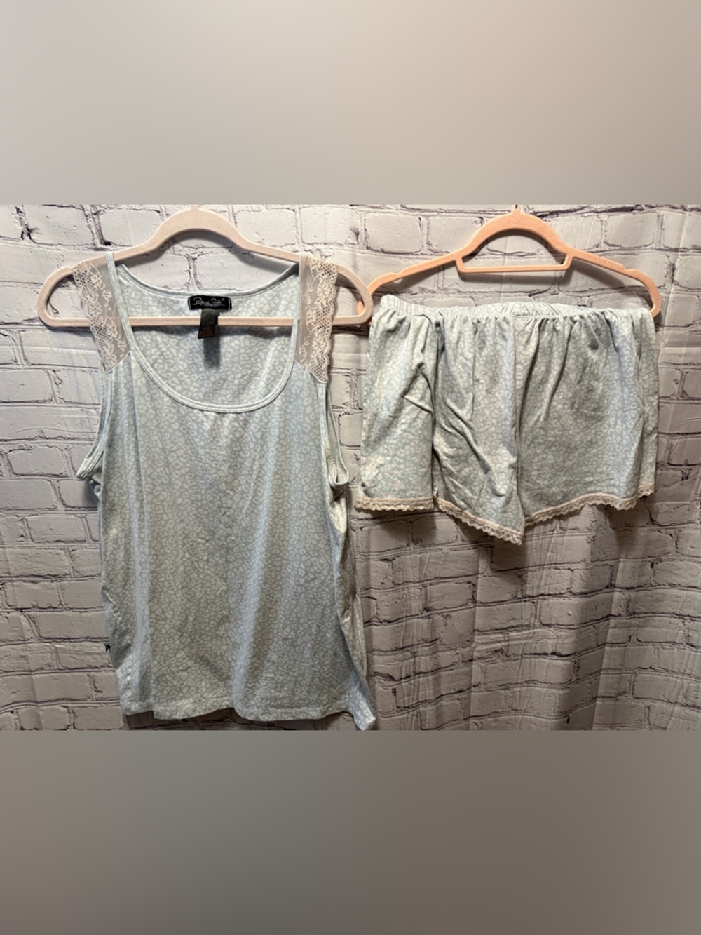 Rene Rofe Pale Blue Lace-Trim Sleep Tank & Shorts